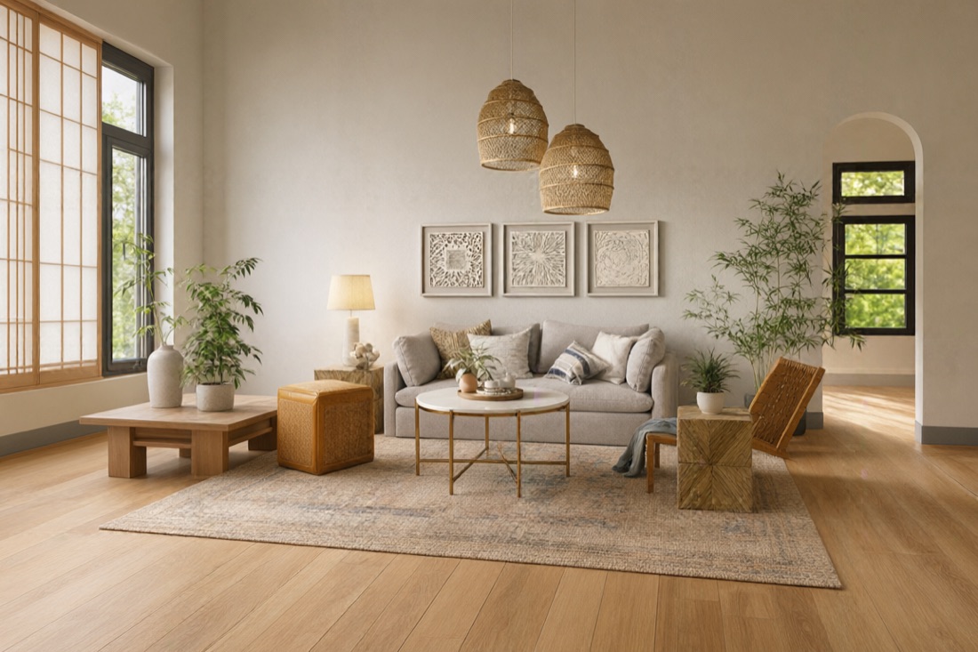 Historical interior result with reference-like furnishings and altered architecture