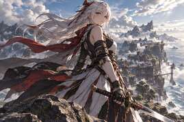 Wind-swept swordswoman base frame