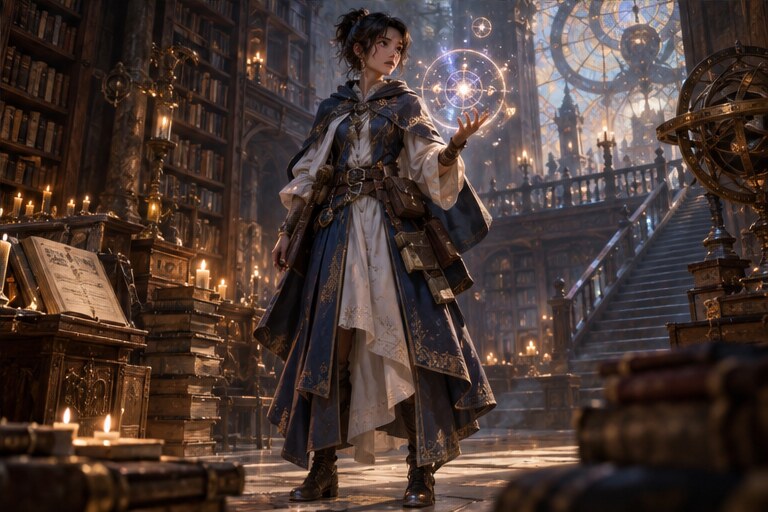 Arcane library mage style reference