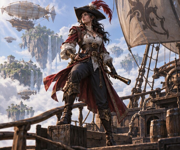 Sky pirate captain style reference